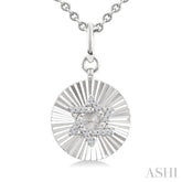 1/10 Ctw Round Fluted Medallion Single Cut Diamond Star of David Pendant With Chain in Sterling Silver